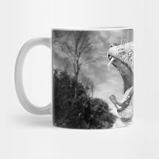 Yawning Cat in the Park Mug